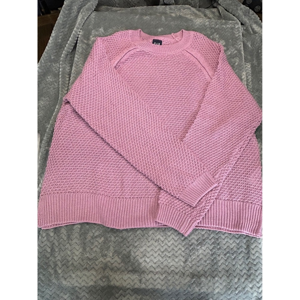 Gap Womens XXL Purple Basketweave Knit Raglan Sleeve Crewneck Sweater QLN0253S